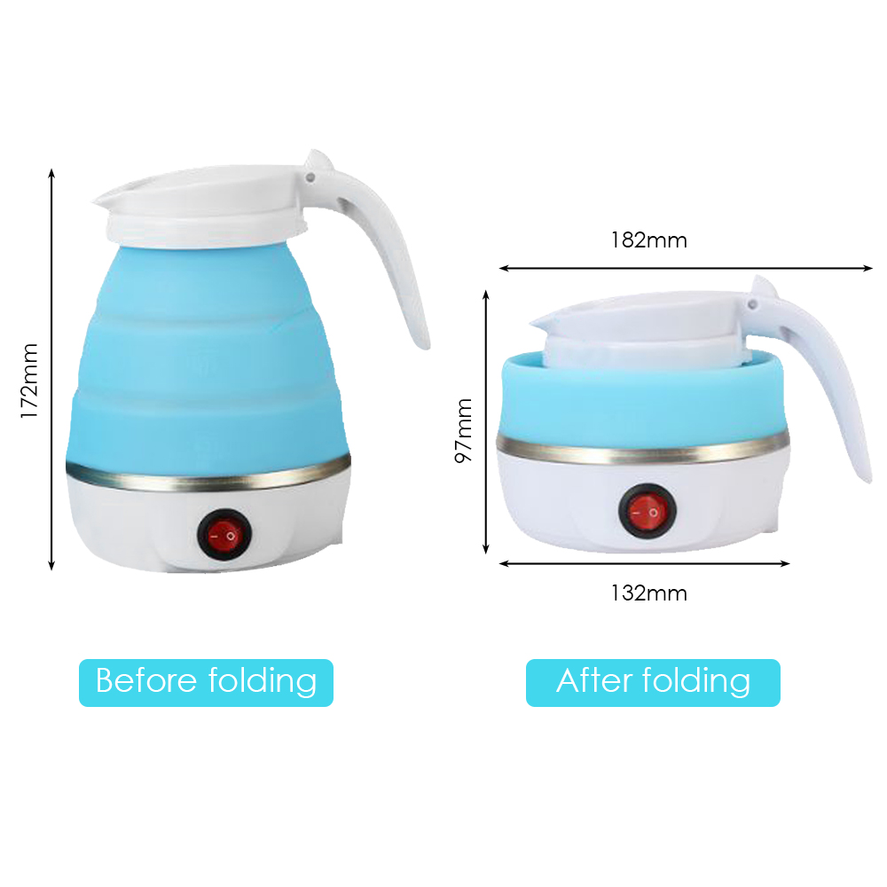 Omabeta Small Electric Kettle Travel Kettle Folding Water Boiler Portable  Silicone Household Electric Kettle 400W US Plug 110V Portable Water Boiler