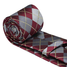 Load image into Gallery viewer, Tie Set Checkered Tie Pocket Square Set for Business Wedding Party