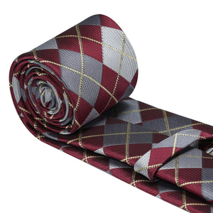 Tie Set Checkered Tie Pocket Square Set for Business Wedding Party