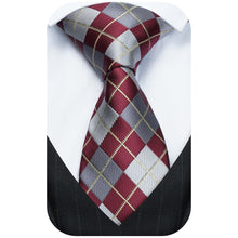 Load image into Gallery viewer, Tie Set Checkered Tie Pocket Square Set for Business Wedding Party