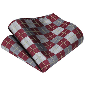 Tie Set Checkered Tie Pocket Square Set for Business Wedding Party