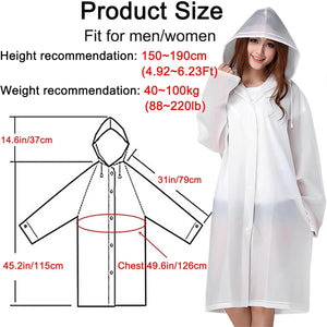 Rain Poncho Raincoats for Adults Reusable Rain Jacket Rainwear with Hoods and Sleeves  Waterproof for Emergency Outdoors Camping