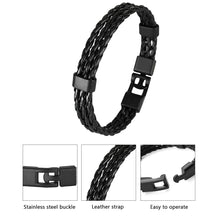 Load image into Gallery viewer, HPOLW Herren Armband,Leder geflochtenes Armband für Herren Damen Sport Retro Armband Personalisierte Armband Geschenke für Herren Schwarz/Braun/Weiß Armband