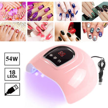 Load image into Gallery viewer, 54W Professional Nail Lamp UV Gel Manicure Lamp Sunshine LED Light Nail Dryer Polish Pink