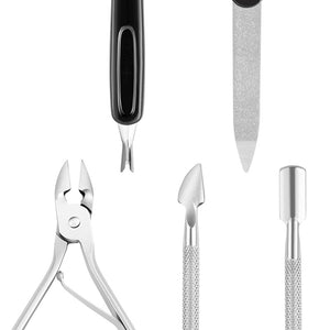 4Pcs/set Nail Art Nippers Clipper Cuticle Spoon Pusher Dead Skin Remover Fork Nail Files Trimmer Scissors Manicure Care Tools